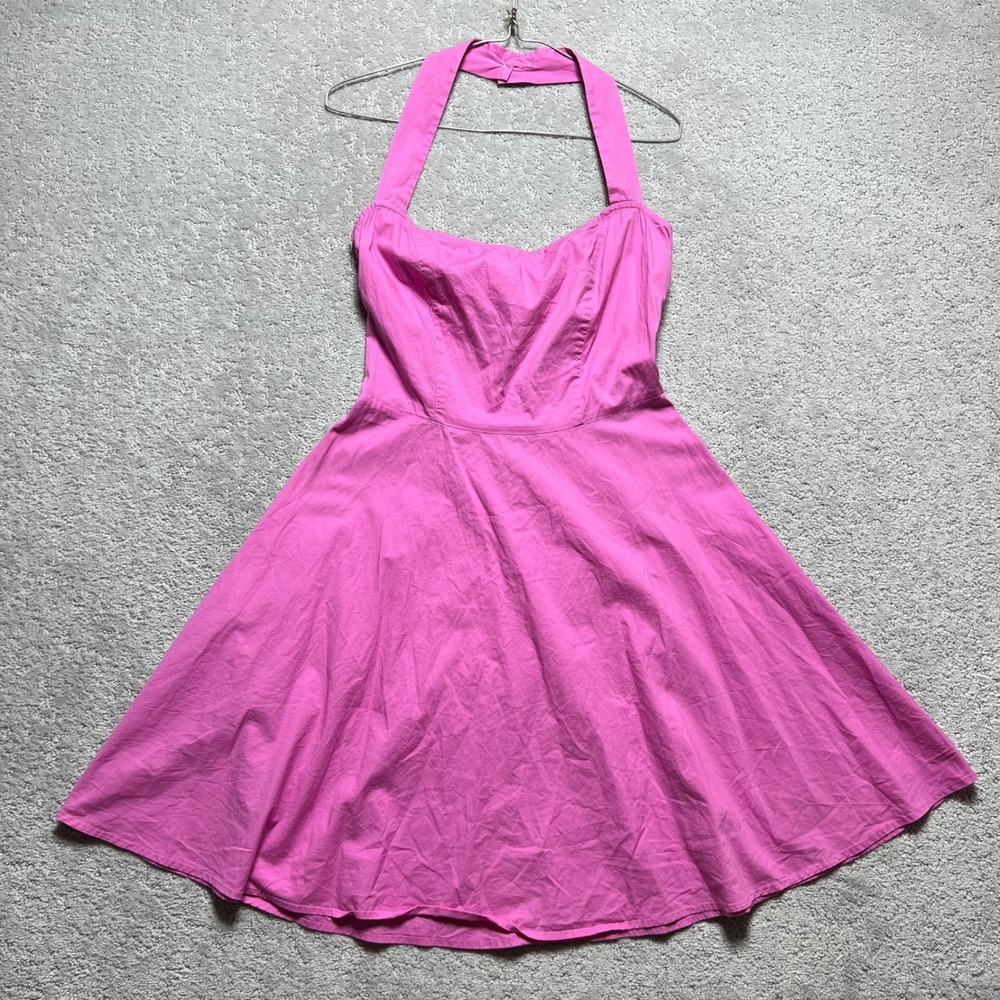 Fire‎ Los Angeles Dress Womens 9 Pink Halter Neck Flare Mini Made in USA